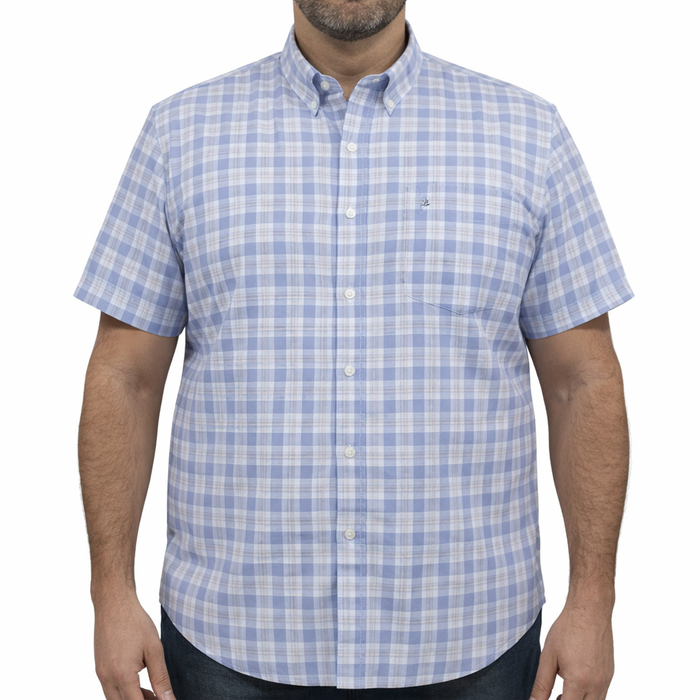 Camisa de Cuadros Azul Manga Corta 100% Algodón Talla Extra 2602012 - dioromx