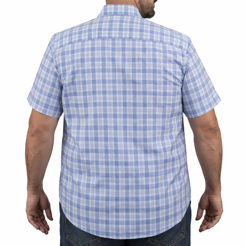 Camisa de Cuadros Azul Manga Corta 100% Algodón Talla Extra 2602012 - dioromx