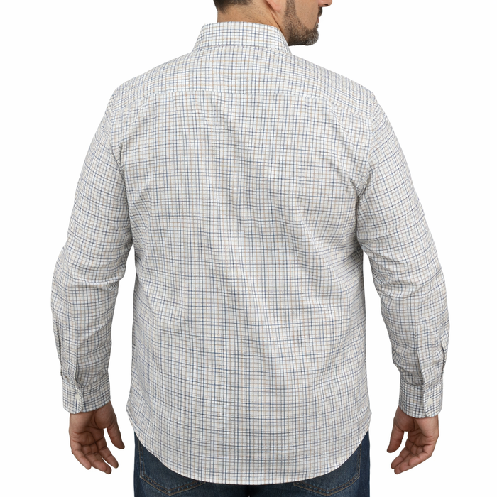 Camisa Cuadros Beige Manga Larga 100% Algodón Talla Extra 2601003 - dioromx