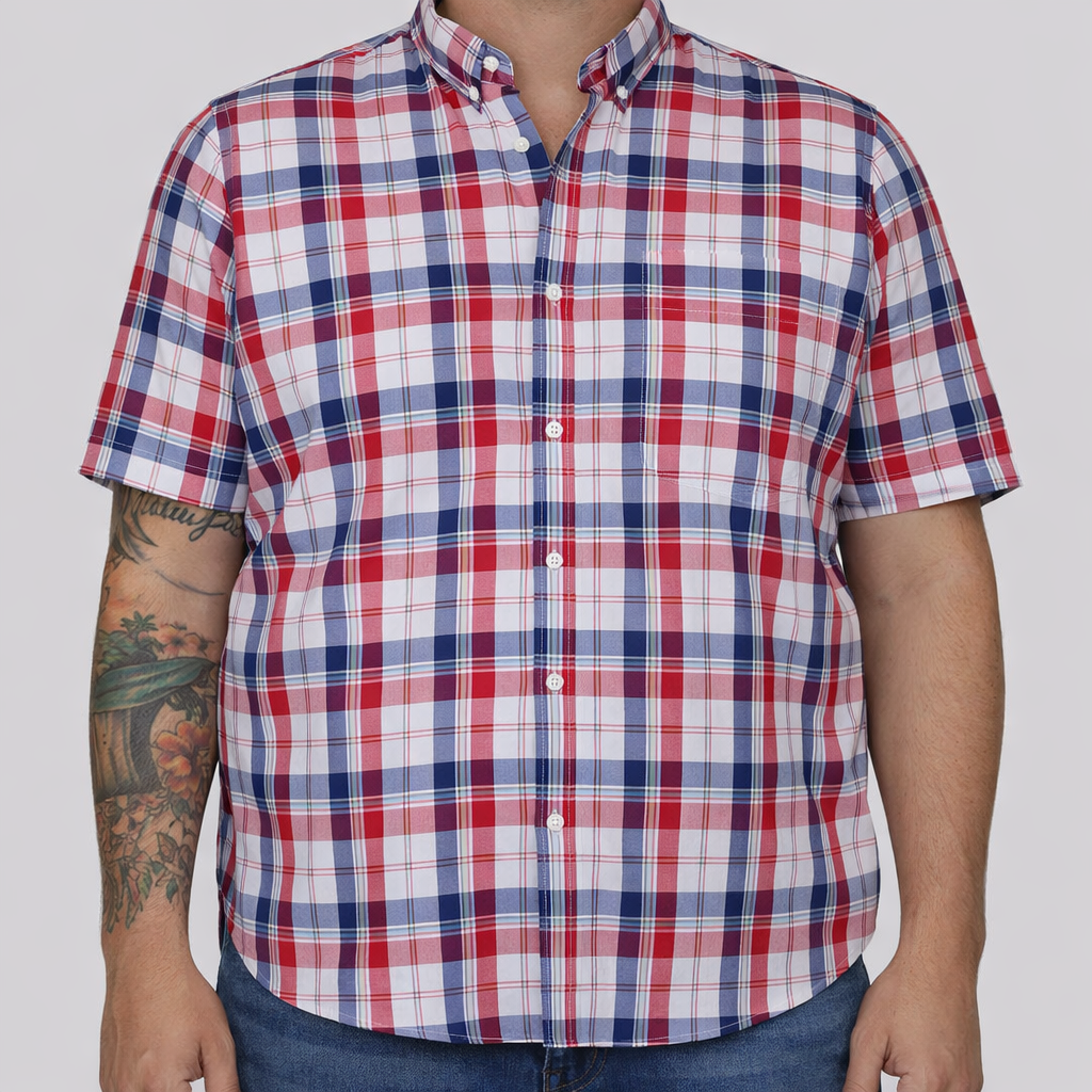 Camisa de Manga Corta Multicolor de Cuadros para Hombre en Tallas Extras 2305165 - dioromx