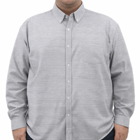 Camisa de Rayas Gris con Manga Larga 100% Algodón Talla Extra 2510104