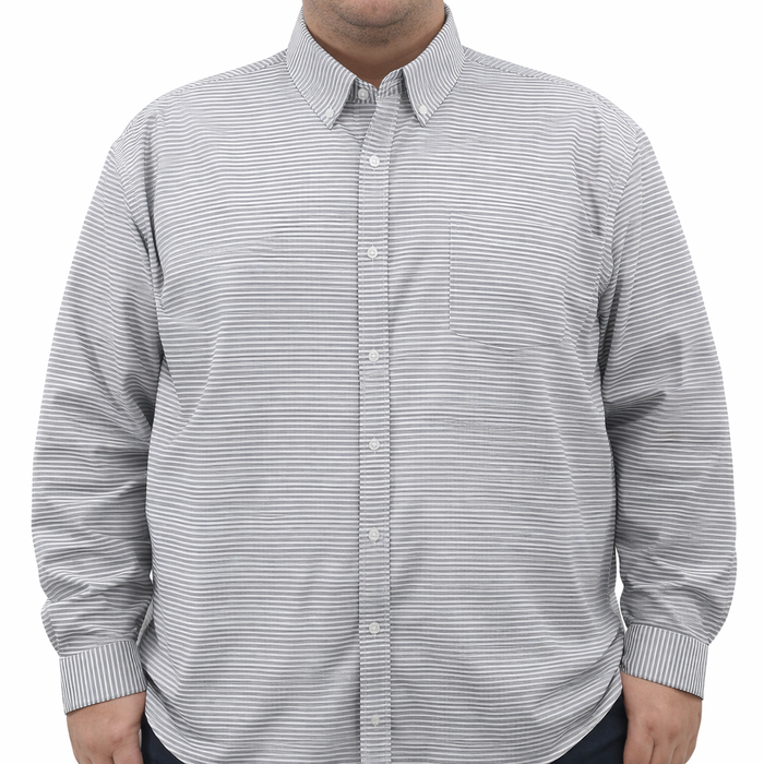 Camisa de Rayas Gris con Manga Larga 100% Algodón Talla Extra 2510104