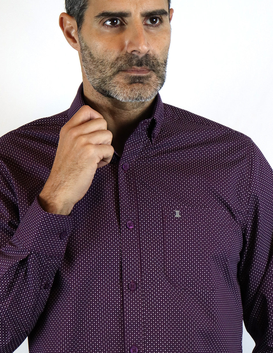 Camisa Morada Estampada de Manga Larga 2110268