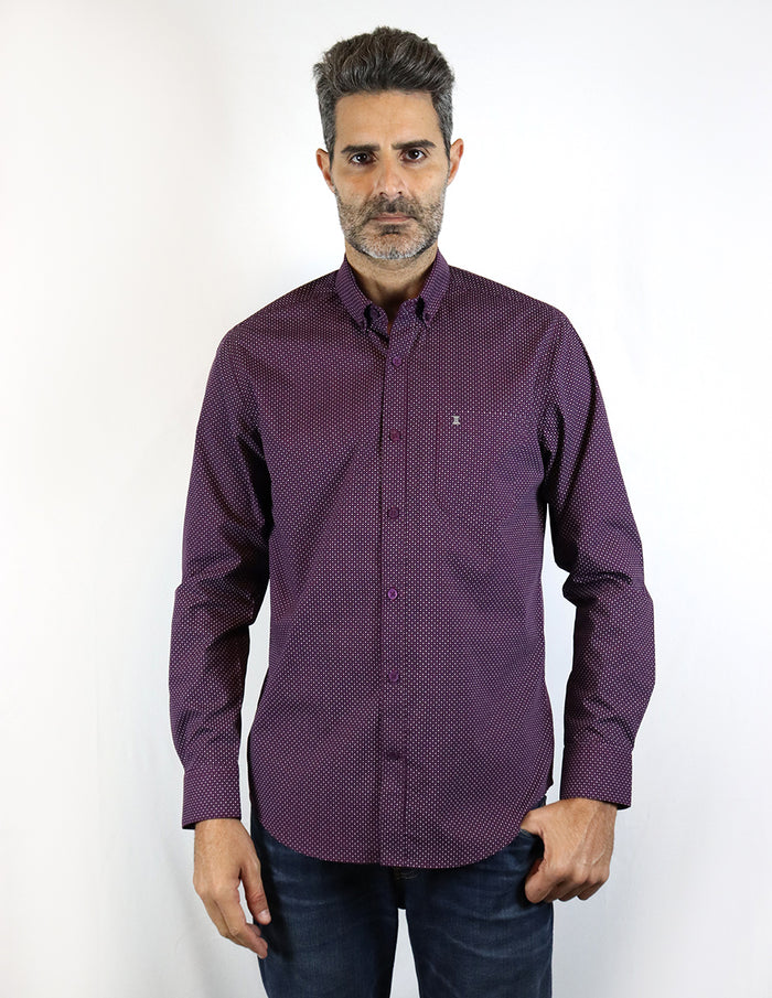 Camisa Morada Estampada de Manga Larga 2110268