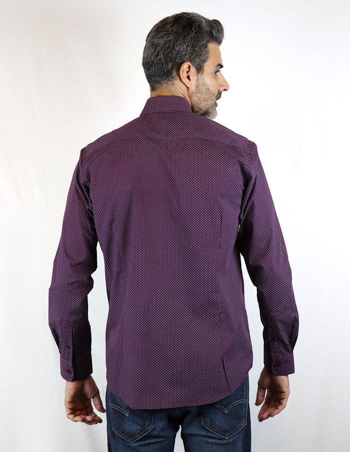 Camisa Morada Estampada de Manga Larga 2110268