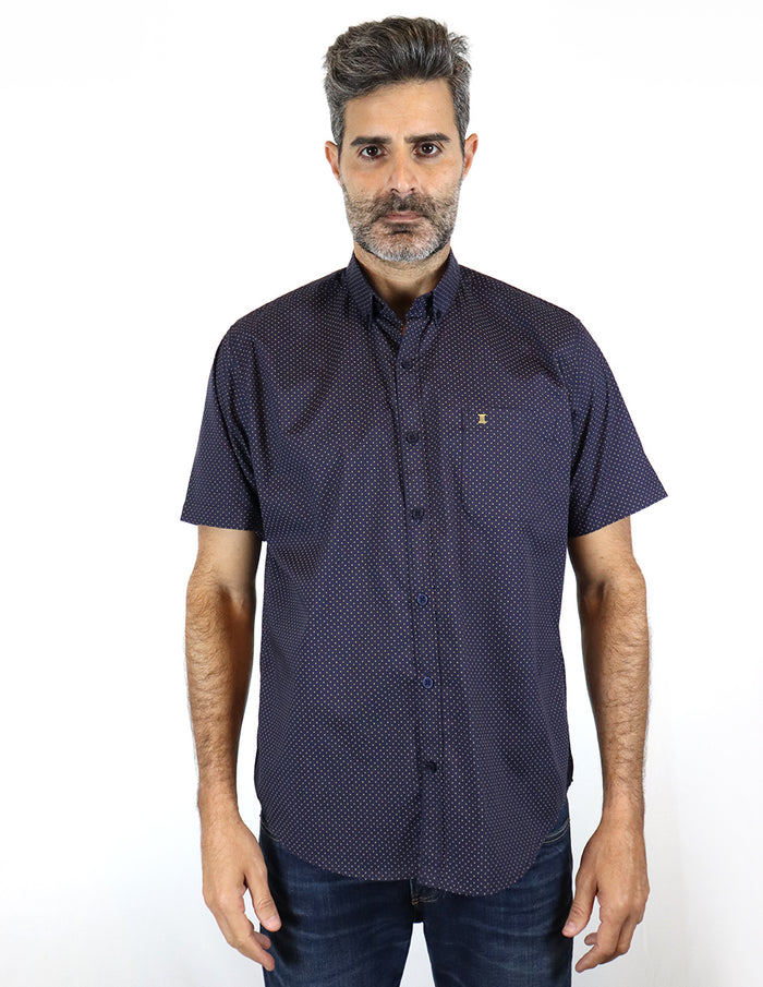 Camisa Azul con Estampado de Manga Corta 2111403 - dioromx