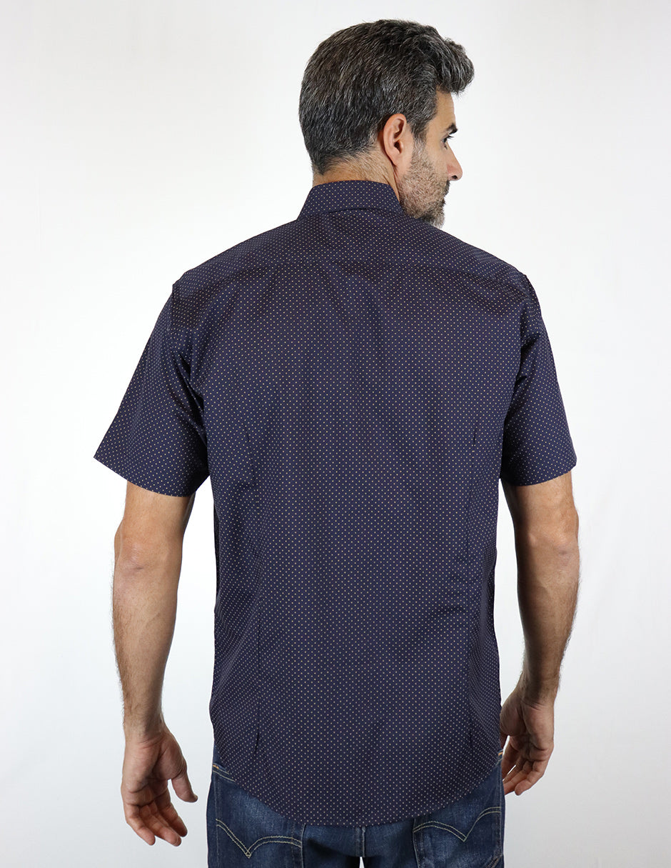 Camisa Azul con Estampado de Manga Corta 2111403 - dioromx