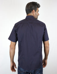 Camisa Azul con Estampado de Manga Corta 2111403 - dioromx