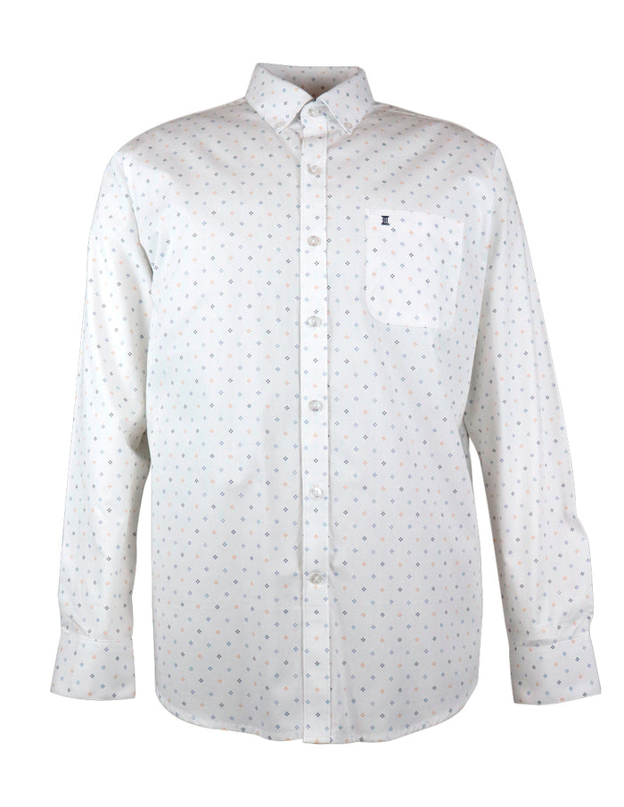 CAMISA MANGA LARGA BLANCO ESTAMPADO 100% ALGODÓN REF 2206165 E