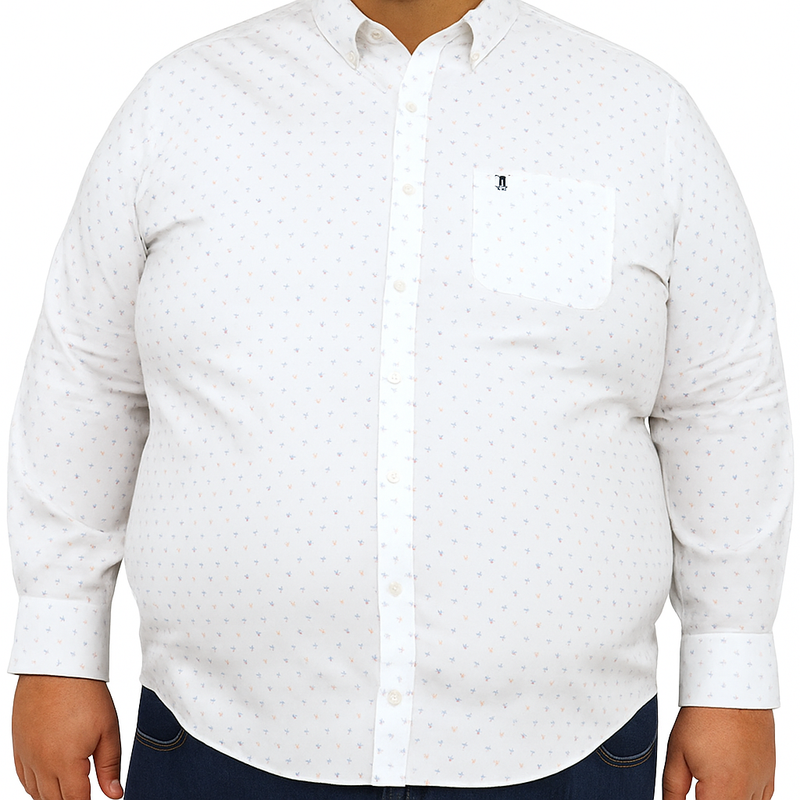 CAMISA MANGA LARGA BLANCO ESTAMPADO 100% ALGODÓN REF 2206165 E