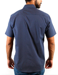 CAMISA MANGA CORTA AZUL ESTAMPADA 100% ALGODÓN REF 2206178 E