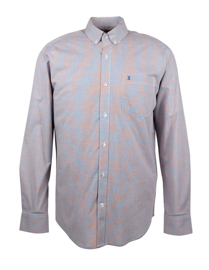 CAMISA MANGA LARGA CAFE CUADROS 100% ALGODON  REF 2207184 E