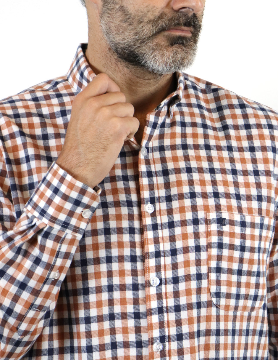 Camisa de Franela de Cuadros Multicolor con Manga Larga Talla Extra 2209077 - dioromx