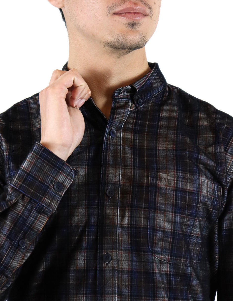 Camisa Pana Negra Cuadros Manga Larga Talla Extra 100% Algodón 2209083
