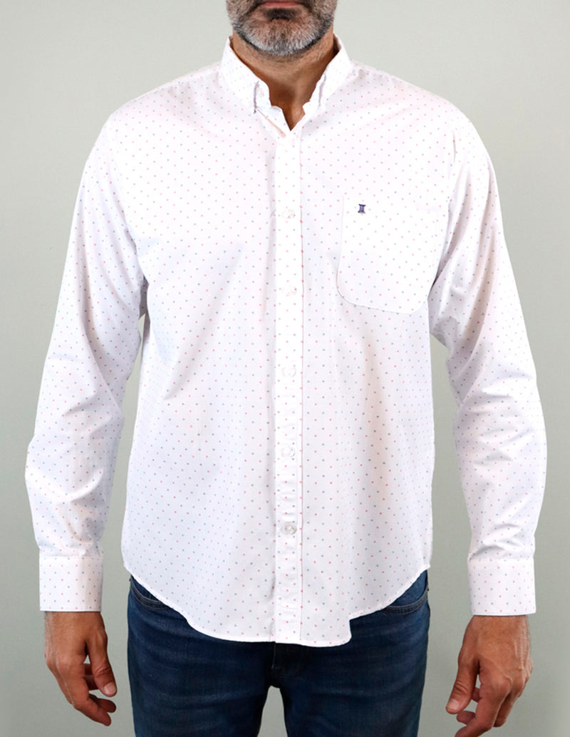 CAMISA MANGA LARGA BLANCO ESTAMPADO  REF 2209244 E