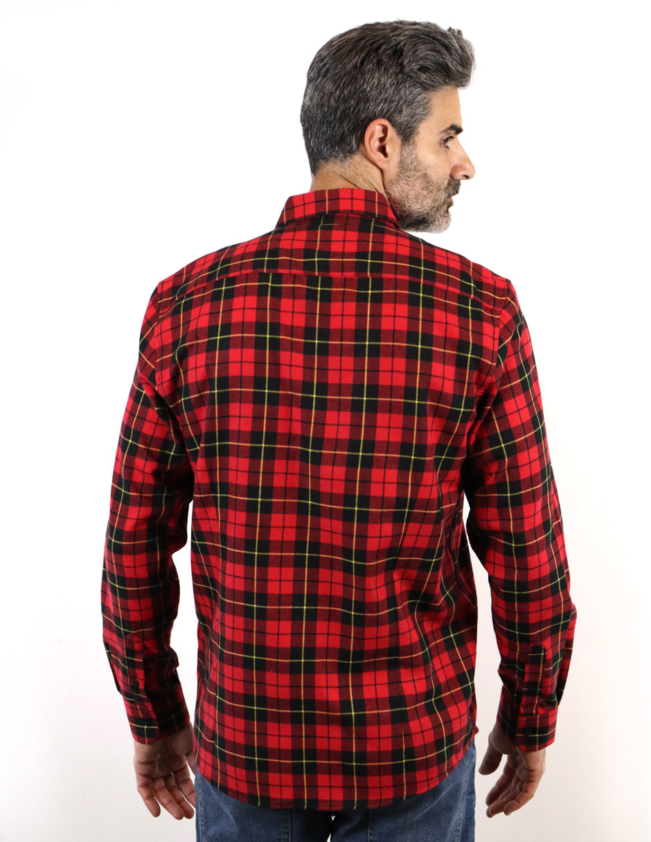 Camisa Franela Roja Cuadros Manga Larga 2209291