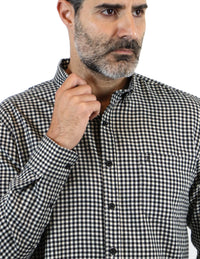 Camisa de Franela Negra de Cuadros con Manga Larga 2209298