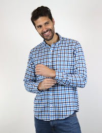 Camisa de Franela Azul de Cuadros con Manga Larga 2209304
