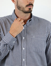 Camisa de Franela de Cuadros Azul con Manga Larga Talla Extra 2210085