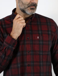 Camisa de Pana Roja de Cuadros con Manga Larga 100% Algodón Talla Extra 2210091