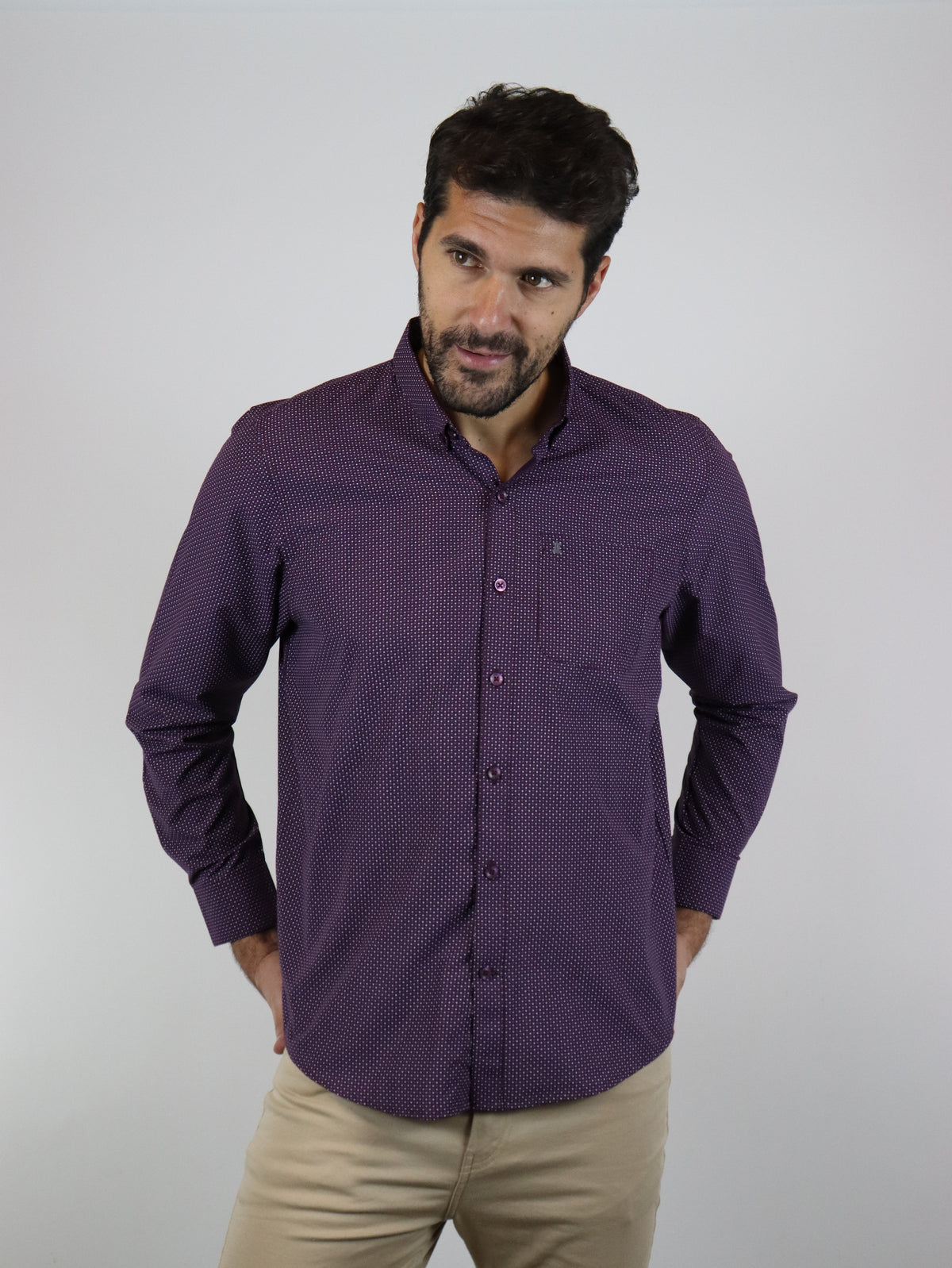 CAMISA MANGA LARGA MORADO ESTAMPADO REF 2210323