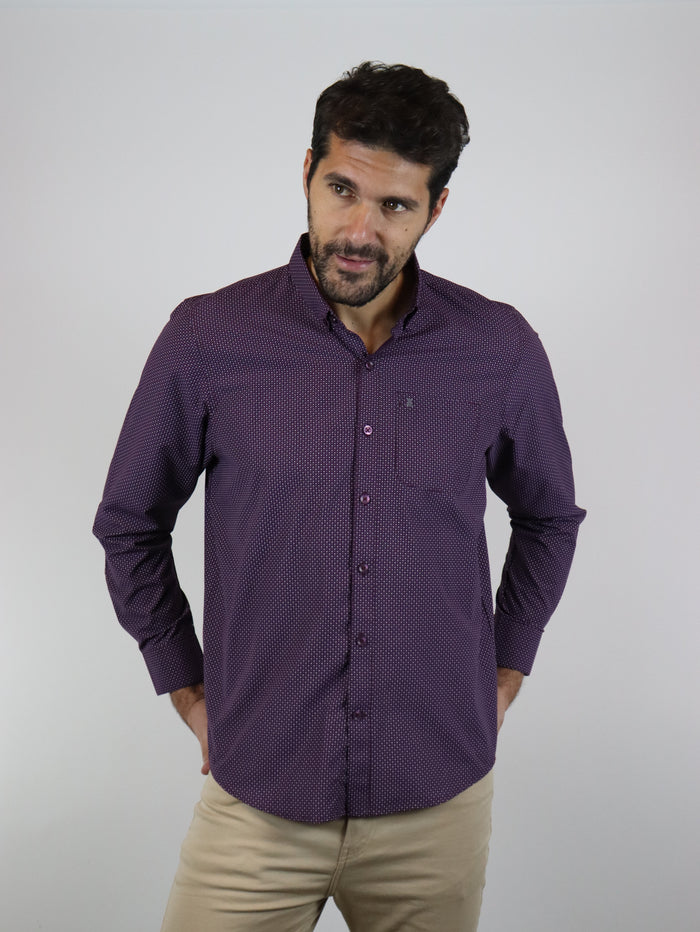 CAMISA MANGA LARGA MORADO ESTAMPADO REF 2210323