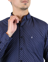 CAMISA MANGA LARGA AZUL ESTAMPADO  REF 2210331 E