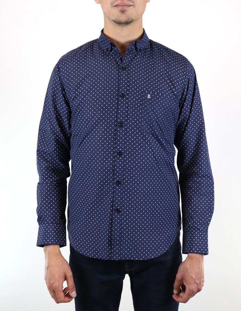 CAMISA MANGA LARGA AZUL ESTAMPADO  REF 2210331 E