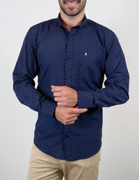 Camisa de Vestir Azul Marino con Estampado | Marca Dioro para Hombre en Tallas Extras