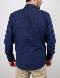 Camisa de Vestir Azul Marino con Estampado | Marca Dioro para Hombre en Tallas Extras