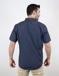 Camisa Azul con Estampado de Manga Corta 2210358