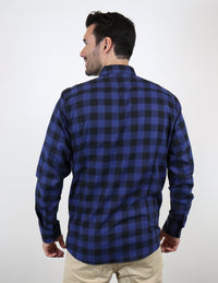 Camisa de Franela Azul de Cuadros con Manga Larga 2210395