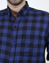 Camisa de Franela Azul de Cuadros con Manga Larga 2210395