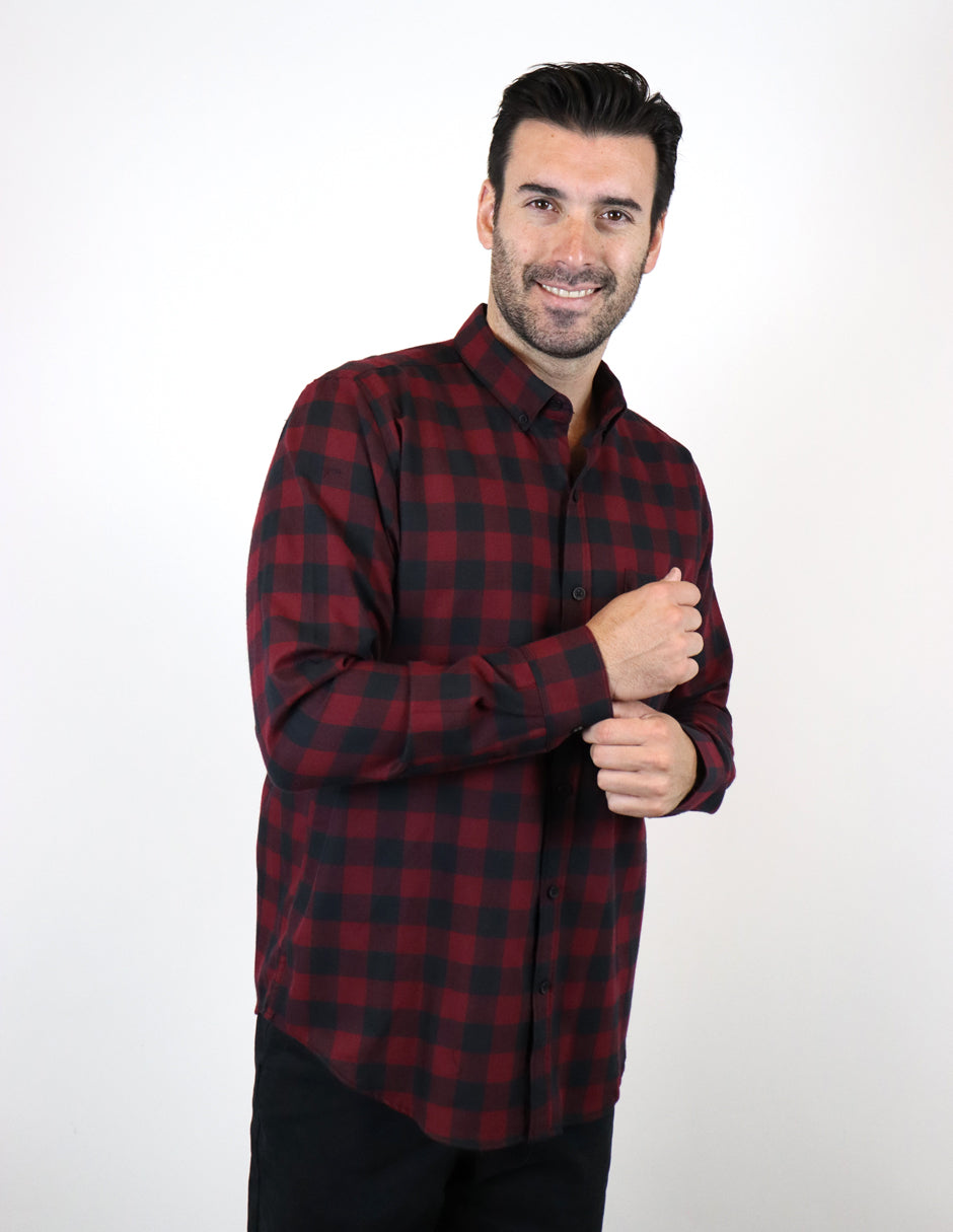 Camisa de Franela Roja de Cuadros con Manga Larga 2210396