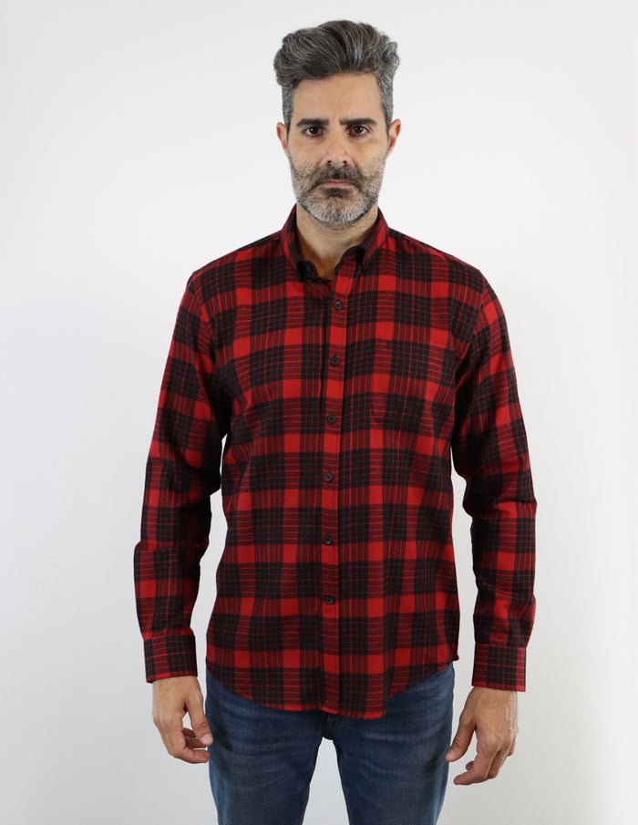 Camisa de Franela Roja de Cuadros con Manga Larga 2210398