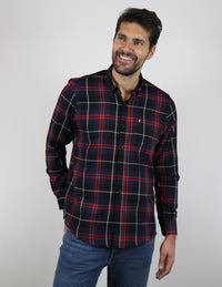 Camisa de Franela Negra de Cuadros con Manga Larga 2210399