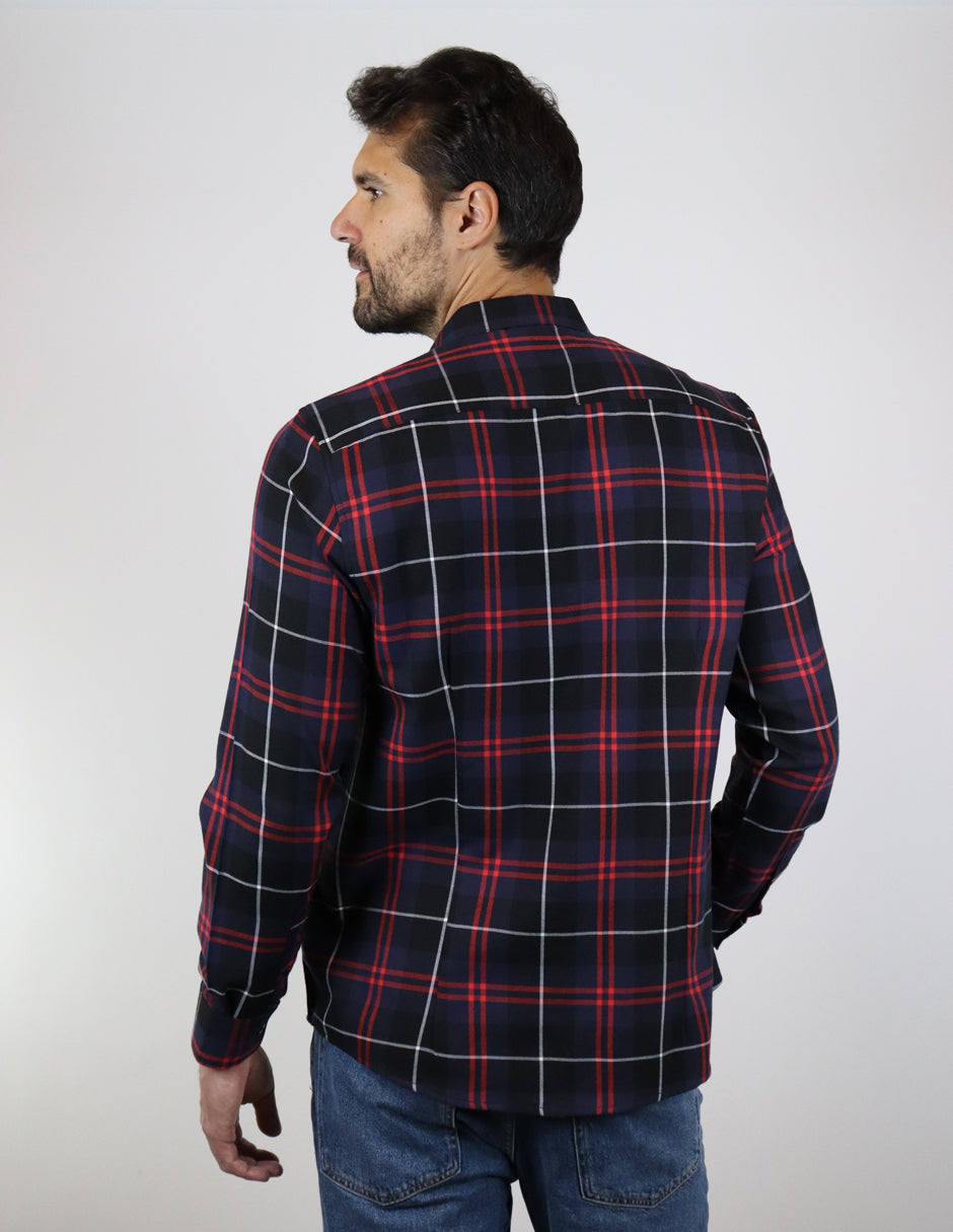 Camisa de Franela Negra de Cuadros con Manga Larga 2210399