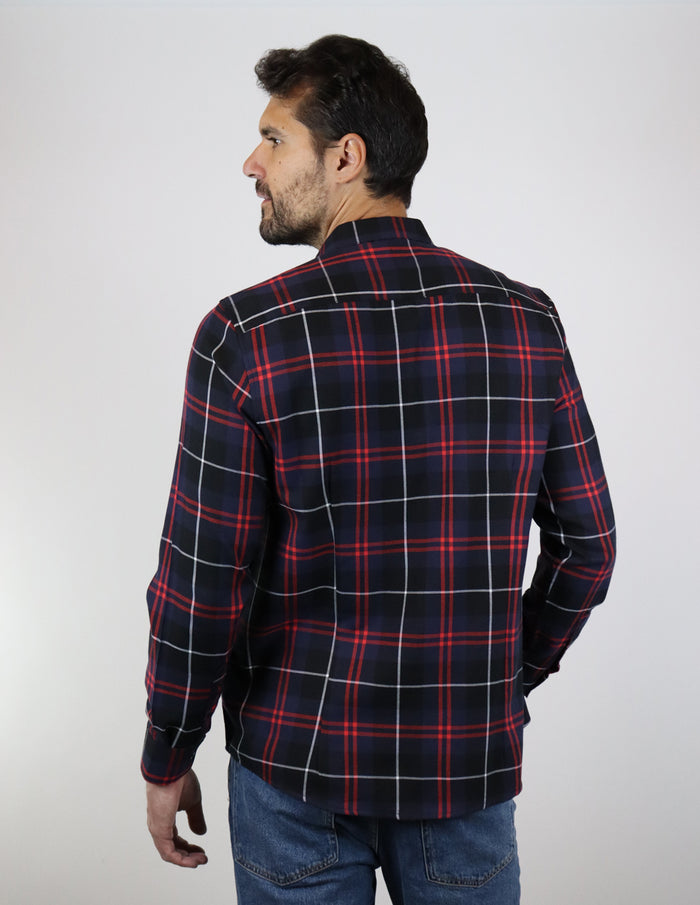 Camisa de Franela Negra de Cuadros con Manga Larga 2210399