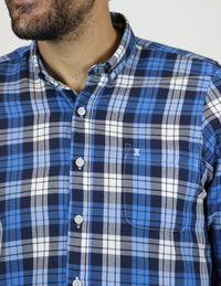 Camisa de Franela Azul de Cuadros con Manga Larga 2210400