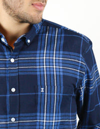 CAMISA MANGA LARGA AZUL CUADROS FRANELA REF 2210401