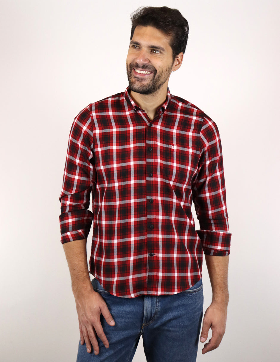 Camisa de Franela Roja de Cuadros con Manga Larga 2210403