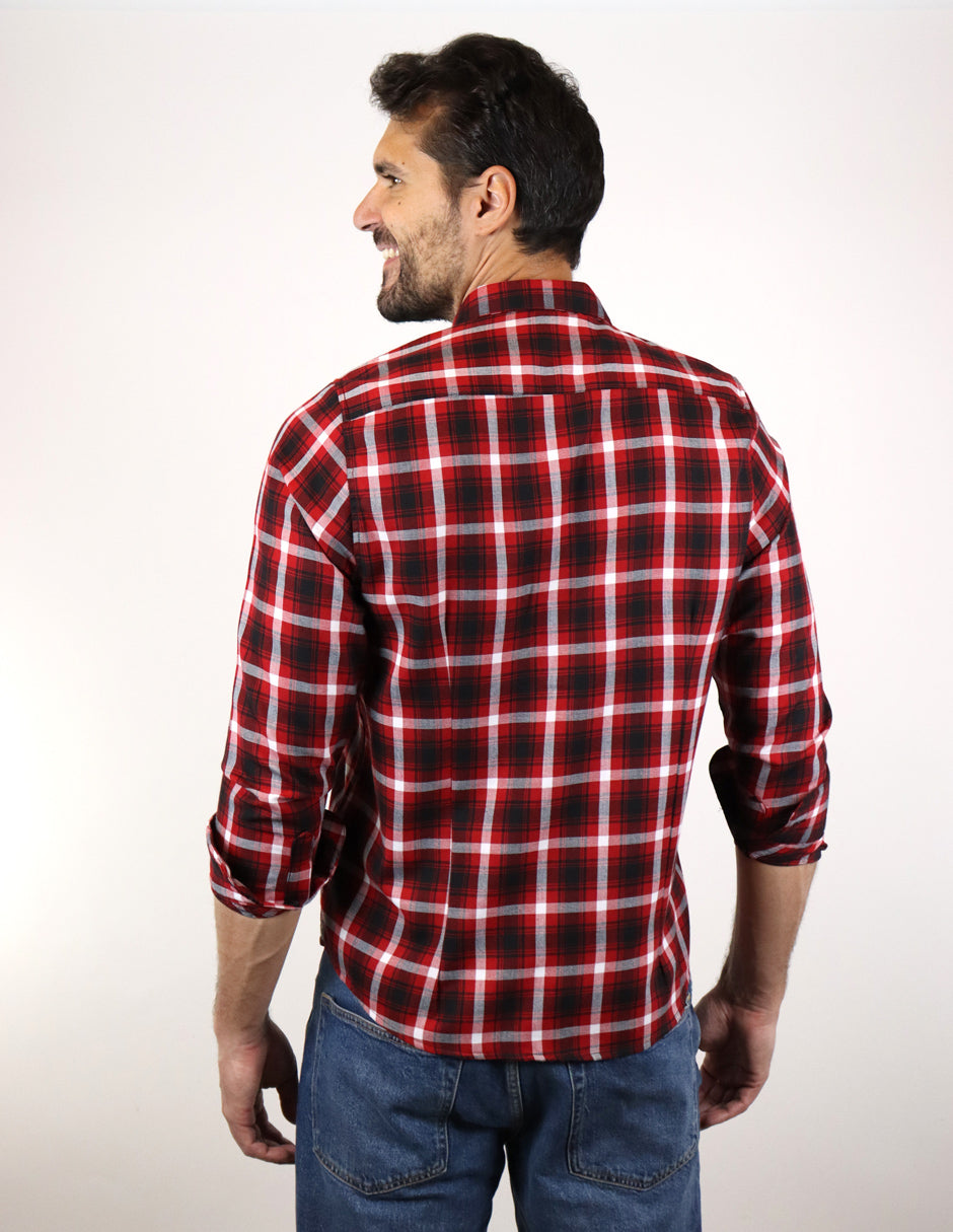 Camisa de Franela Roja de Cuadros con Manga Larga 2210403