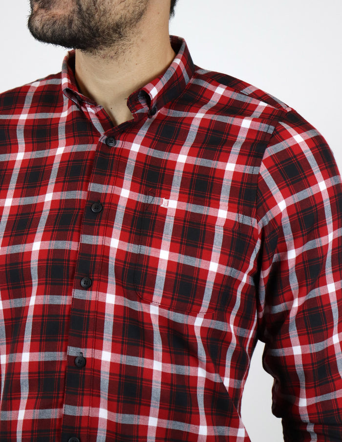 Camisa de Franela Roja de Cuadros con Manga Larga 2210403