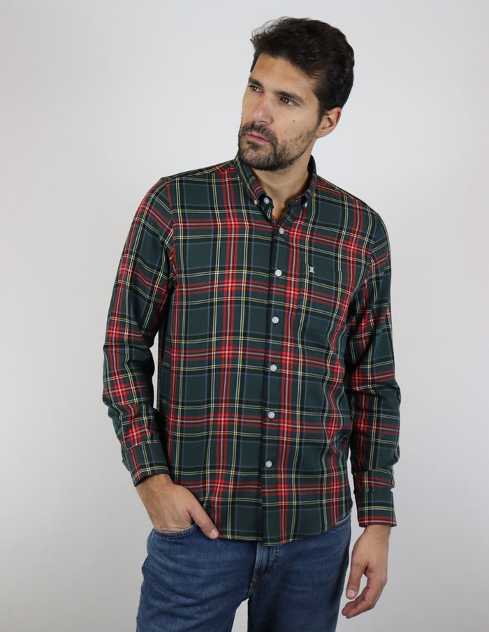 Camisa de Franela Verde de Cuadros con Manga Larga 2210405