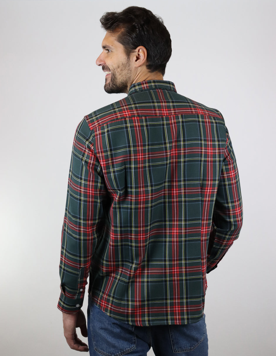Camisa de Franela Verde de Cuadros con Manga Larga 2210405