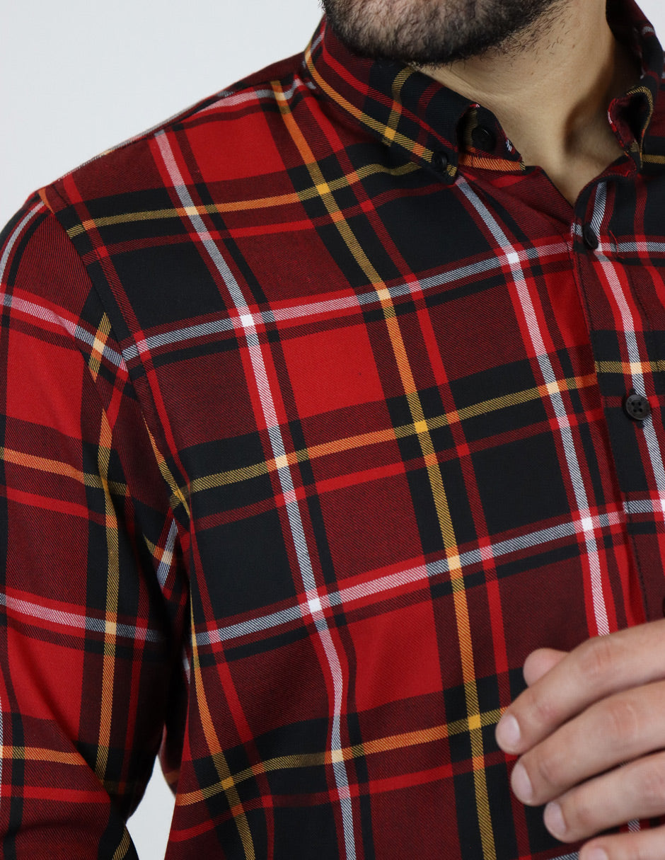 Camisa de Franela Roja de Cuadros con Manga Larga 2210406