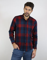 Camisa de Franela Azul de Cuadros con Manga Larga 2210407