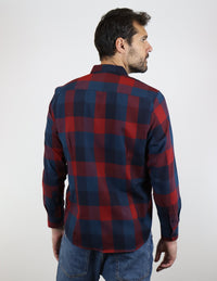 Camisa de Franela Azul de Cuadros con Manga Larga 2210407