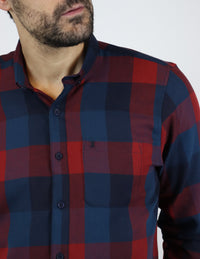 Camisa de Franela Azul de Cuadros con Manga Larga 2210407