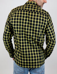 CAMISA MANGA LARGA AMARILLOS CUADROS 100% ALGODÓN REF 2212456 E